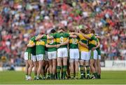 5 July 2015; The Kerry team huddle before the game. Munster GAA Football Senior Championship Final, Kerry v Cork. Fitzgerald Stadium, Killarney, Co. Kerry. Picture credit: Eoin Noonan / SPORTSFILE