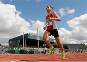 5 July 2015; Kevin Mulcaire, Ennis Track A.C, Co. Clare, wins the Junior Men's 1500m during the GloHealth Junior and U23 Championships of Ireland. Harriers Stadium, Tullamore, Co. Offaly. Picture credit: Seb Daly / SPORTSFILE