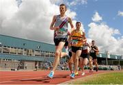 5 July 2015; Ruadhan O'Grada, Dundrum South Dublin A.C, Co. Dublin, leads in the Junior Men's 1500m during the GloHealth Junior and U23 Championships of Ireland. Harriers Stadium, Tullamore, Co. Offaly. Picture credit: Seb Daly / SPORTSFILE