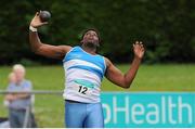5 July 2015; Anu Awonusi, St. Laurence O'Toole. A.C, Co. Carlow, competing in the Junior Men's Shot Putt during the GloHealth Junior and U23 Championships of Ireland. Harriers Stadium, Tullamore, Co. Offaly. Picture credit: Seb Daly / SPORTSFILE