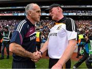 5 July 2015; Anthony Cunningham, Galway manager, shakes hands with Brian Cody, Kilkenny manager, at the end of the game. Leinster GAA Hurling Senior Championship Final, Kilkenny v Galway. Croke Park, Dublin. Picture credit: David Maher / SPORTSFILE