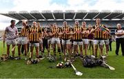5 July 2015; Kilkenny players look on at the end of the game as the team captain Joey Holden lifts the Bob O'Keeffe cup . Leinster GAA Hurling Senior Championship Final, Kilkenny v Galway. Croke Park, Dublin. Picture credit: David Maher / SPORTSFILE