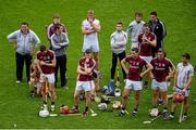 5 July 2015; Dejected Galway players watch the presentation after the game. Leinster GAA Hurling Senior Championship Final, Kilkenny v Galway. Croke Park, Dublin. Picture credit: Dáire Brennan / SPORTSFILE