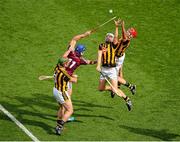 5 July 2015; The Kilkenny half back line, left to right, Kieran Joyce, Padraig Walsh, and Cillian Buckley, in action against Cyril Donnellan, Galway. Leinster GAA Hurling Senior Championship Final, Kilkenny v Galway. Croke Park, Dublin. Picture credit: Dáire Brennan / SPORTSFILE