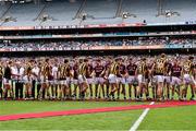 5 July 2015; Players from both Galway and  Kilkenny, shake hands before the start of the game. Leinster GAA Hurling Senior Championship Final, Kilkenny v Galway. Croke Park, Dublin. Picture credit: David Maher / SPORTSFILE