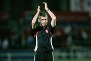29 August 2008; Derry City manager Stephen Kenny applauds the supporters at the end of the game. eircom league Premier Division, Derry City v Finn Harps, Brandywell, Derry. Picture credit: Oliver McVeigh / SPORTSFILE