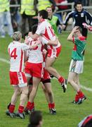 27 September 2008; Kyle Coney, Paddy McNeice, Ciaran Gervin, Ronan McNabb and Sean Warnock, Tyrone, celebrate at the final whistle. ESB GAA Football All-Ireland Minor Championship Final Replay, Tyrone v Mayo, Pearse Park, Longford. Picture credit: Oliver McVeigh / SPORTSFILE