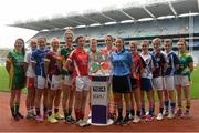 6 July 2015; Pictured at the launch of the TG4 Ladies All Ireland Football Championship are Senior captains, from left, Kate Herron, Donegal, Neamh Woods, Tyrone, Grainne McGlade, Cavan, Jennifer Rogers, Westmeath, Kate Byrne, Meath, Ciara O'Sullivan, Cork, Fiona McHale, Mayo, Caroline O'Hanlon, Armagh, Lyndsey Davey, Dublin, Adair Trainor, Down, Sharon Courtney, Monaghan, Tracey Leonard, Galway, Laura Marie Maher, Laois, and Cait Lynch, Kerry. The championship, which begins with the first matches on July 25th will culminate with the TG4 All Ireland Finals in Croke Park on September 27th. Cork will hope to win tenth third All Ireland title in 11 years but will face the highest level of competition in years. All supporters of the sport are being asked to support the championship, to Be the Difference, Be There #BetheDiff. Croke Park, Dublin. Picture credit: Piaras Ó Mídheach / SPORTSFILE