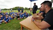 8 July 2015; Kane Douglas and Mick Kearney of Leinster Rugby came out to the Bank of Ireland Summer Camp to meet up with some local young rugby talent in Kilkenny RFC. Pictured is Mick Kearney during a question and answer session with participants of the Bank of Ireland Summer Camp. Kilkenny RFC, Kilkenny. Picture credit: Seb Daly / SPORTSFILE