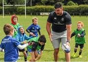 8 July 2015; Kane Douglas and Mick Kearney of Leinster Rugby came out to the Bank of Ireland Summer Camp to meet up with some local young rugby talent in Kilkenny RFC. Pictured is Mick Kearney taking part in a team exercise. Kilkenny RFC, Kilkenny. Picture credit: Seb Daly / SPORTSFILE