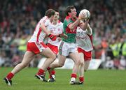 27 September 2008; Cathal Freeman, Mayo, in action against Ruari Keenan and Diarmuid McNulty, Tyrone. ESB GAA Football All-Ireland Minor Championship Final Replay, Tyrone v Mayo, Pearse Park, Longford. Picture credit: Oliver McVeigh / SPORTSFILE