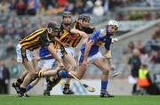 14 September 2008; Patrick Maher, Tipperary, in action against Kilkenny's, from left, John Mulhall, Paddy Hogan and Lester Ryan. Bord Gais GAA Hurling All-Ireland U21 Championship Final, Kilkenny v Tipperary, Croke Park, Dublin. Picture credit: Ray McManus / SPORTSFILE