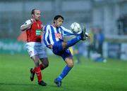 30 September 2008; Sofian Chahed, Hertha Berlin, in action against Alan Kirby, St. Patrick's Athletic. UEFA Cup First Round 2nd leg, St. Patrick's Athletic v Hertha Berlin, RDS, Dublin. Picture credit: Pat Murphy / SPORTSFILE