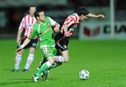 30 September 2008; Gareth McGlynn, Derry City, in action against Joe Gamble, Cork City. FAI Ford Cup Quarter-Final Replay, Derry City v Cork City, Brandywell, Derry, Co. Derry. Photo by Sportsfile