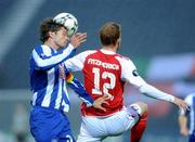 30 September 2008; Arne Friedrich, Hertha Berlin, in action against Glenn Fitzpatrick, St. Patrick's Athletic. UEFA Cup First Round 2nd leg, St. Patrick's Athletic v Hertha Berlin, RDS, Dublin. Picture credit: Pat Murphy / SPORTSFILE