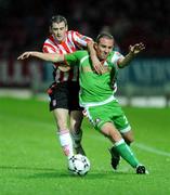30 September 2008; Neal Horgan, Cork City, in action against Niall McGinn, Derry City. FAI Ford Cup Quarter-Final Replay, Derry City v Cork City, Brandywell, Derry, Co. Derry. Photo by Sportsfile