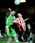 30 September 2008; Darragh Ryan, Cork City, in action against Kevin Deery, Derry City. FAI Ford Cup Quarter-Final Replay, Derry City v Cork City, Brandywell, Derry, Co. Derry. Photo by Sportsfile