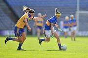 28 September 2008; Edith Carroll, Tipperary, in action against Lorraine Kelly, Clare. TG4 All-Ireland Ladies Intermediate Football Championship Final, Clare v Tipperary, Croke Park, Dublin. Picture credit: David Maher / SPORTSFILE