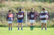 29 September 2008; AIB Club is Family. The next generation of club stars are ready to take over from their more famous relatives as, from left, Dara Canavan, 8, son of Peter, Jack Canning, 10, son of David and nephew of Ollie and Joe, Grainne Masters, 11, niece of James and Darragh Quinn, 10, nephew of Mossy, donned their own club colours to help launch the 2008/2009 AIB GAA Club Championships. Fingallians GAA Club, Swords, Co. Dublin. Picture credit: Brendan Moran / SPORTSFILE