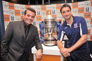 29 September 2008; Galway United manager Jeff Kenna with club captain John Fitzgerald at the 2008 FAI Ford Cup Semi-Final Draw. Burlington Hotel, Dublin. Picture credit: David Maher / SPORTSFILE