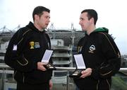 30 September 2008; Tyrone footballer Sean Cavanagh, left, and Kilkenny hurler Eoin Larkin who were presented with the Opel / GPA Player of the Month Awards for September. Jurys Croke Park, Dublin. Picture credit: Pat Murphy / SPORTSFILE