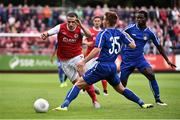 9 July 2015; Christy Fagan, St Patrick's Athletic, in action against Vladislavs Sorokins, Skonto Riga. UEFA Europa League First Qualifying Round 2nd leg, St Patrick's Athletic v Skonto Riga. Richmond Park, Inchicore, Dublin. Picture credit: David Maher / SPORTSFILE
