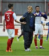 9 July 2015; St Patrick's Athletic manager Liam Buckley and Ian Bermingham at the end of the game. UEFA Europa League First Qualifying Round 2nd leg, St Patrick's Athletic v Skonto Riga. Richmond Park, Inchicore, Dublin. Picture credit: David Maher / SPORTSFILE