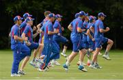 10 July 2015; The Namibia team during their warm up. ICC World Twenty20 Qualifier 2015, Ireland v Namibia. Stormont, Belfast. Picture credit: Oliver McVeigh / ICC / SPORTSFILE