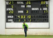 10 July 2015; Andrew Balbirnie, Ireland, in the field in front of the scoreboard. ICC World Twenty20 Qualifier 2015, Ireland v Namibia. Stormont, Belfast. Picture credit: Oliver McVeigh / ICC / SPORTSFILE