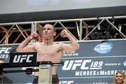 10 July 2015; Neil Seery weighs in ahead of his UFC 189 Flyweight fight against Louis Smolka. MGM Grand Garden Arena, Las Vegas, USA. Picture credit: Esther Lin / SPORTSFILE