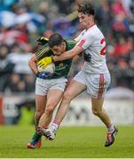 11 July 2015; Donal Keogan, Meath, attempts to get away from Conall McCann, Tyrone. GAA Football All-Ireland Senior Championship, Round 2B, Tyrone v Meath, Healy Park, Omagh, Co. Tyrone. Picture credit: Brendan Moran / SPORTSFILE