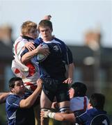 1 October 2008; Robert Duke, Leinster Schools, gains possession ahead of Christopher Davis, Ulster Schools, in the lineout. U19 Representative Game, Leinster Schools v Ulster Schools, Donnybrook Stadium, Donnybrook, Dublin. Picture credit: Stephen McCarthy / SPORTSFILE