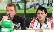 2 October 2008; Promoter Brian Peters, left, and boxer Henry Coyle during a press conference to announce the next Hunky Dorys Fight Night on November 15th. Brian Peters Promotions Press Conference, Breaffy House Resort, Castlebar, Co. Mayo. Picture credit: Michael Donnelly / SPORTSFILE