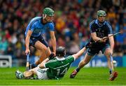 11 July 2015; Kevin Downes, Limerick, in action against Chris Crummey, left, and Dublin goalkeeper Gary Maguire. GAA Hurling All-Ireland Senior Championship, Round 2, Dublin v Limerick. Semple Stadium, Thurles, Co. Tipperary. Picture credit: Stephen McCarthy / SPORTSFILE