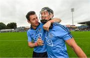 11 July 2015; Dublin's Niall Corcoran, left, and Cian Boland celebrate their side's victory. GAA Hurling All-Ireland Senior Championship, Round 2, Dublin v Limerick. Semple Stadium, Thurles, Co. Tipperary. Picture credit: Stephen McCarthy / SPORTSFILE