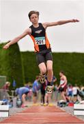 11 July 2015; Gareth Crawford, Strabane Track Club, Co. Tyrone competing in the Boys U17 Triple Jump at the GloHealth Juvenile Track and Field Championships. Harriers Stadium, Tullamore, Co. Offaly. Picture credit: Sam Barnes / SPORTSFILE