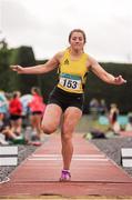 11 July 2015; Shannon Wall, Adamstown A.C., Co. Wexford competing in the Girls U17 Triple Jump at the GloHealth Juvenile Track and Field Championships. Harriers Stadium, Tullamore, Co. Offaly. Picture credit: Sam Barnes / SPORTSFILE