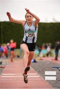 11 July 2015; Kara McDonald, Lagan Valley A.C., Co. Antrim, competing in the Girls U17 Triple Jump at the GloHealth Juvenile Track and Field Championships. Harriers Stadium, Tullamore, Co. Offaly. Picture credit: Sam Barnes / SPORTSFILE
