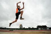 11 July 2015; Gareth Crawford, Strabane Track Club, Co. Tyrone competing in the Boys U17 Triple Jump at the GloHealth Juvenile Track and Field Championships. Harriers Stadium, Tullamore, Co. Offaly. Picture credit: Sam Barnes / SPORTSFILE