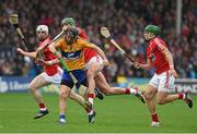11 July 2015; Colin Ryan, Clare, in action against Aidan Walsh and Alan Cadogan, Cork, GAA Hurling All-Ireland Senior Championship, Round 2, Clare v Cork, Semple Stadium, Thurles, Co. Tipperary. Picture credit: Ray McManus / SPORTSFILE