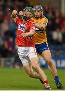 11 July 2015; Séamus Harnedy, Cork, is tackled by Clare full back Cian Dillon. GAA Hurling All-Ireland Senior Championship, Round 2, Clare v Cork, Semple Stadium, Thurles, Co. Tipperary. Picture credit: Ray McManus / SPORTSFILE