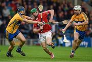 11 July 2015; Séamus Harnedy, Cork, is tackled by Clare full back Cian Dillon who is supported by Pat O'Connor. GAA Hurling All-Ireland Senior Championship, Round 2, Clare v Cork, Semple Stadium, Thurles, Co. Tipperary. Picture credit: Ray McManus / SPORTSFILE