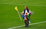 12 July 2015; Semple Stadium groundsman Dave Hanley places the sideline flags before the game. Munster GAA Hurling Senior Championship Final, Waterford v Tipperary, Semple Stadium, Thurles, Co. Tipperary. Picture credit: Ray McManus / SPORTSFILE