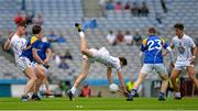 12 July 2015; Rory Feely, Kildare, falls to the ground after fielding a high ball. Electric Ireland Leinster GAA Football Minor Championship Final, Longford v Kildare, Croke Park, Dublin. Picture credit: Brendan Moran / SPORTSFILE