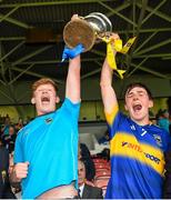 12 July 2015; Tipperary captain Stephen Quirke and vice captain Darragh Peters lift the cup. Electric Ireland Munster GAA Hurling Minor Championship Final, Limerick v Tipperary, Semple Stadium, Thurles, Co. Tipperary. Picture credit: Ray McManus / SPORTSFILE