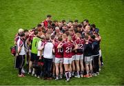12 July 2015; Westmeath manager Tom Cribbin speaks to players after the game. Leinster GAA Football Senior Championship Final, Westmeath v Dublin, Croke Park, Dublin. Picture credit: Dáire Brennan / SPORTSFILE