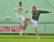 11 October 2008; Republic of Ireland's Andy Keogh, right, in action against team-mate Damien Delaney during squad training. Gannon Park, Malahide, Dublin. Picture credit: David Maher / SPORTSFILE