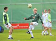 11 October 2008; Republic of Ireland's Damien Duff in action against his team-mate John O'Shea during squad training. Gannon Park, Malahide, Dublin. Picture credit: David Maher / SPORTSFILE