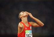 10 September 2008; Spain's Abderrahman Ait Khamouch celebrates finishing 2nd in the Men's 1500m - T46. Beijing Paralympic Games 2008, Men's 1500m - T46, National Stadium, Olympic Green, Beijing, China. Picture credit: Brian Lawless / SPORTSFILE