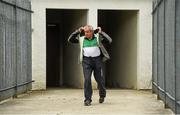 12 July 2015; Fermanagh manager Pete Mcgrath makes his way out for the start of the game. GAA Football All-Ireland Senior Championship, Round 3A, Fermamagh v Roscommon, Brewster Park, Fermanagh. Photo by Sportsfile